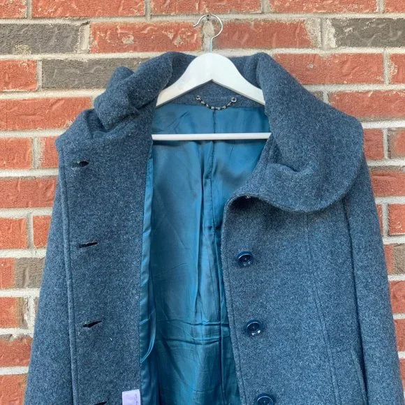 ❌SOLD❌Vintage Italian Speckled Wool Teal Blue 1950's Style Peacoat size Small … - Picture 10 of 10